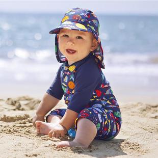 儿童泳衣中小男童女，宝宝可爱沙滩度假防晒连体长袖婴幼儿温泉泳装