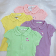 90-160女童夏季糖果色纯棉翻领纯色，t恤儿童，短袖珠地棉上衣polo衫