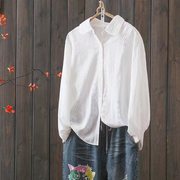 文艺重工刺绣花镂空衬衫女2024年春季韩版设计感白色打底衬衣