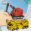 工程车积木质拼图，3diy立体模型挖掘机消防车组装儿童益智玩具手工