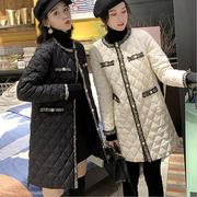 中长款菱格棉服女设计感小众2023年时尚韩版棉袄初秋小香风外套潮