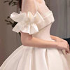 新娘手套白色荷叶，边遮手臂缎布婚纱礼服，臂袖松紧短款假袖子