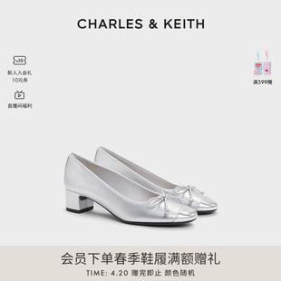 charles&keith24春ck1-60920369蝴蝶结，新中式芭蕾舞鞋单鞋女