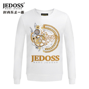 JEDOSS/爵迪斯男装秋冬logo金线刺绣圆领套头印花卫衣潮0008