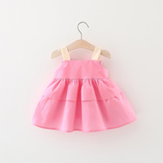 女宝宝夏季吊带连衣裙，2023婴儿小宝宝夏装，糖果色纯棉裙子洋气