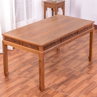 红木家具鸡翅木餐桌椅组合实木，仿古长方形休闲桌新中式餐厅吃饭桌