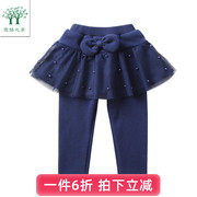 女宝宝加绒裙裤秋冬婴儿假两件裤子，一两3三岁4女童，加厚打底裤秋装