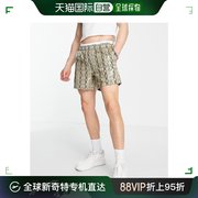 香港直邮潮奢 ASOS 男士设计修身蛇纹皮革效果黄色短裤
