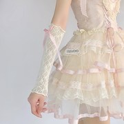 夏季蕾丝花边蝴蝶结袖套女lolita甜美芭蕾风薄款防晒护手袖jk手套