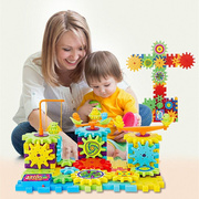 儿童百变积木81片组装电子齿轮，拼插拼装拼图塑料玩具电动积木