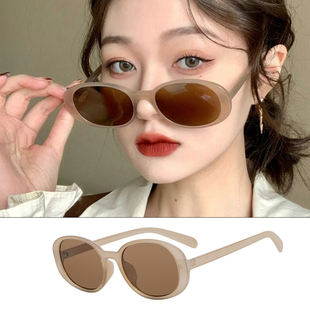 欧美复古椭圆形墨镜女ins高级感韩版vintage猫眼太阳眼镜2023