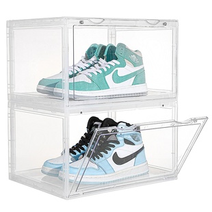 亚克力透明鞋盒收纳盒子AJ球鞋防氧化收藏柜塑料磁吸侧开展示鞋墙