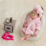 婴儿摄影服装法兰绒浴袍影楼宝宝照道具新生儿满月百天周岁照浴衣