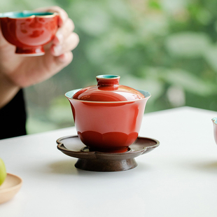 观策器隐故宫红盖碗，茶杯陶瓷家用不烫手泡，茶碗带盖功夫茶具手抓碗