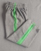 春秋冬男女同款运动裤子灰色拼接一道绿色宽杠加绒加厚运动裤