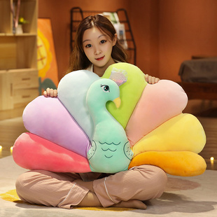 创意孔雀开屏抱枕毛绒玩具公仔动物园孔雀玩偶儿童安抚布娃娃靠垫