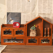 zakka复古木质桌面抽屉柜 家居客厅收纳柜子多功能整理收纳盒