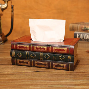 复古纸抽盒美式创意纸巾盒客厅轻奢高档书房抽纸盒高级感餐巾纸盒