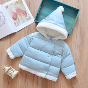 2-3岁半女宝宝加绒棉袄冬季女童，外套4小女孩秋冬装加厚保暖棉衣服