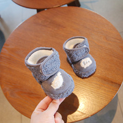 初生婴儿棉鞋加厚保暖不掉鞋子，秋冬款一岁宝宝，步前不掉鞋软底保暖