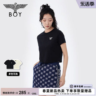 boylondon春夏24女士短袖经典，logo简约修身百搭潮牌t恤w01001