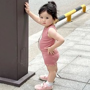 韩系童装背心裙子2024夏季女童洋气百搭女宝宝修身时髦连衣裙