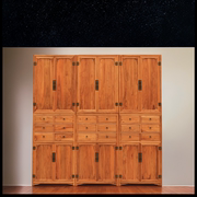 老榆木香樟木书柜定制整墙落地带门超大容量实木原木全实木储物柜