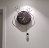 北欧创意轻奢麋鹿挂钟 简约现代客厅背景墙装饰钟表 时尚静音时钟