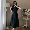 黑色新中式改良旗袍连衣裙女夏季高级感收腰显瘦赫本风小黑裙