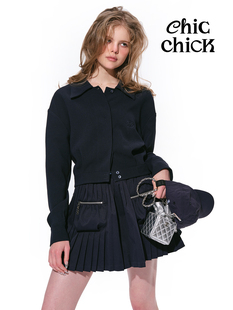 chicchick时髦小鸡vol16藏蓝色，醋酸雪纺春夏季外搭短款百搭薄外套