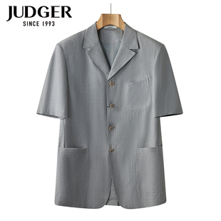 JUDGER庄吉透气西装抗皱男士半袖西服纯色 休闲薄款半里外套