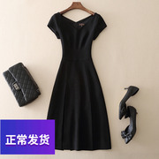 夏季女装短袖连衣裙修身显瘦气质优雅礼服裙小黑裙中长款