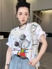 RR fashion 短袖T恤女2024夏季中长款卡通动漫印花圆领上衣