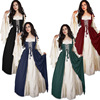 欧美复古长袍连衣裙，文艺复兴绑带束腰宫廷，中世纪礼服舞台演出服装