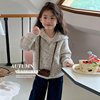 女童毛衣外套春装秋装，韩系女大童洋气时髦儿童，半拉链针织上衣童装