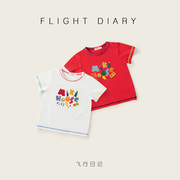 可爱宝宝红色短袖T恤夏季纯棉3岁儿童半袖上衣卡通刺绣男女童夏装