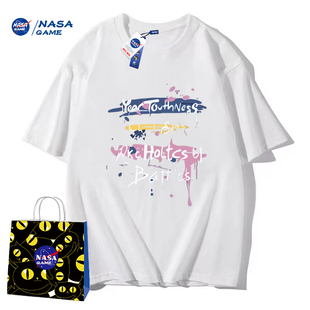 NASA GAME联名直播2023纯棉短袖t恤男女潮牌上衣情侣装T
