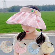 儿童凉帽2023女童帽子甜美防晒遮阳帽女款超轻夏款空顶太阳帽