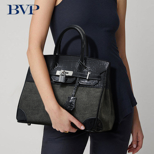 bvp奢侈品大牌鳄鱼纹，真皮铂金包2024通用大容量女士手提包