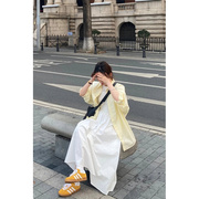 日系温柔奶黄色长袖衬衫，女春季韩版休闲简约百搭衬衣外穿慵懒