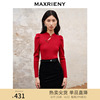 MAXRIENY国风新中式复古套头针织毛衫新年春节修身盘扣领上衣女