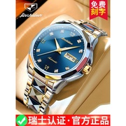 瑞士金仕盾品牌男士机械手表，商务防水钨钢，全自动男款名表十大