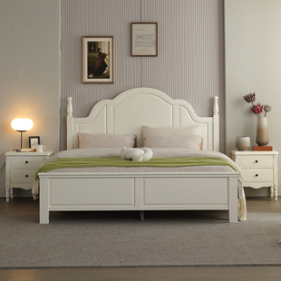欧式床双人床公主床白色床，田园小美式实木床1.8米1.5轻奢现代简约