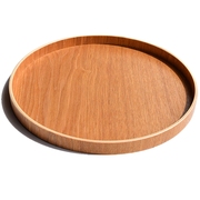 木色圆形木盘子水杯，托盘家用木质茶盘菜，盘果盘精致餐盘欧式