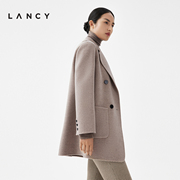 LANCY/朗姿2023冬季短款毛呢外套女法式羊毛大衣通勤羊绒上衣