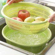 日本进口厨房双层塑料沥水，篮洗菜盆碗碟水果蔬，菜篮米沥水菜篮