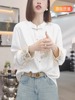 新中式重工刺绣衬衣女装长袖，早春季国风立领，盘扣衬衫白色上衣