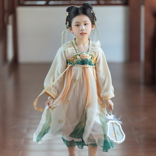 女童汉服春小女孩仙女连衣裙，中式儿童改良古装，超仙襦裙春日郊游