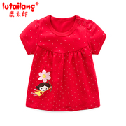 0-1-2岁女宝宝夏装女婴儿小裙子女宝公主裙女童红色连衣裙幼儿装