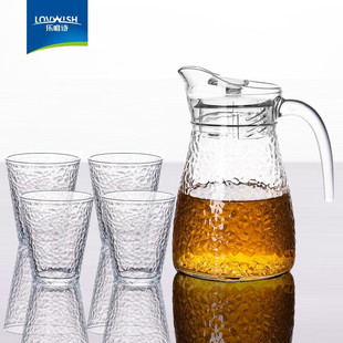锤纹冷水壶玻璃杯套装，凉水壶大容量耐高温玻璃，泡茶壶冷泡家用水杯